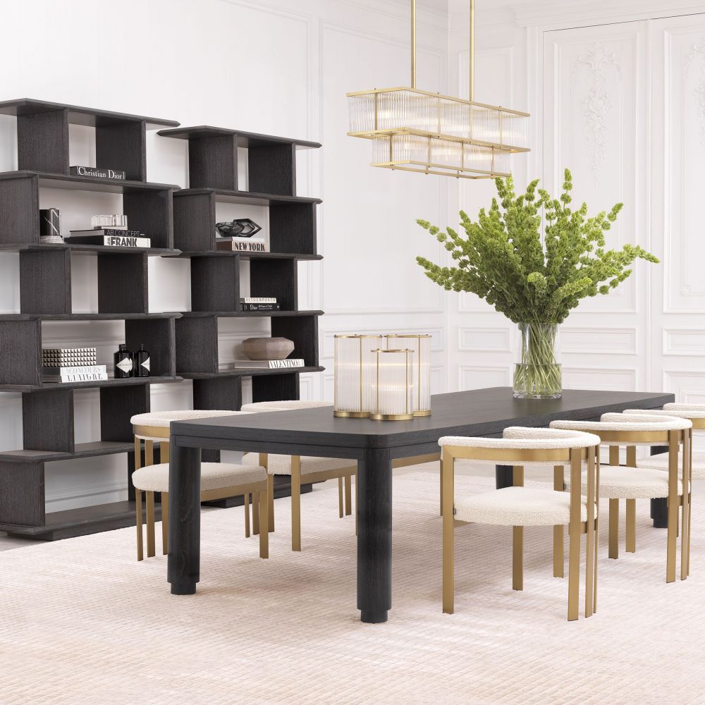 Masa Dreptunghiulara Atelier Eichholtz din Furnir de stejar Negru de 8-12 persoane L300xH76cm
