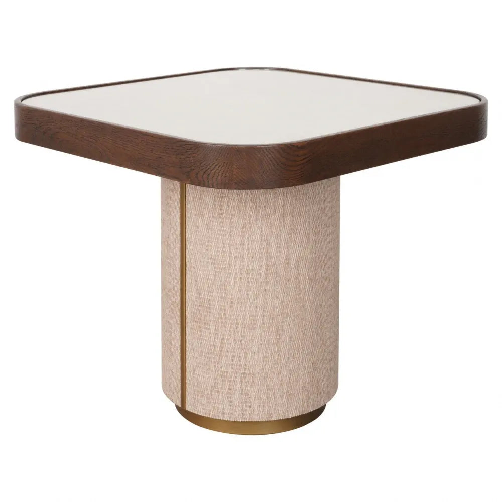 Masuta laterala din Metal/In Auriu/Bej si Lemn/In/Sticla Maro/Bej L55xH48cm Willox Richmond interiors