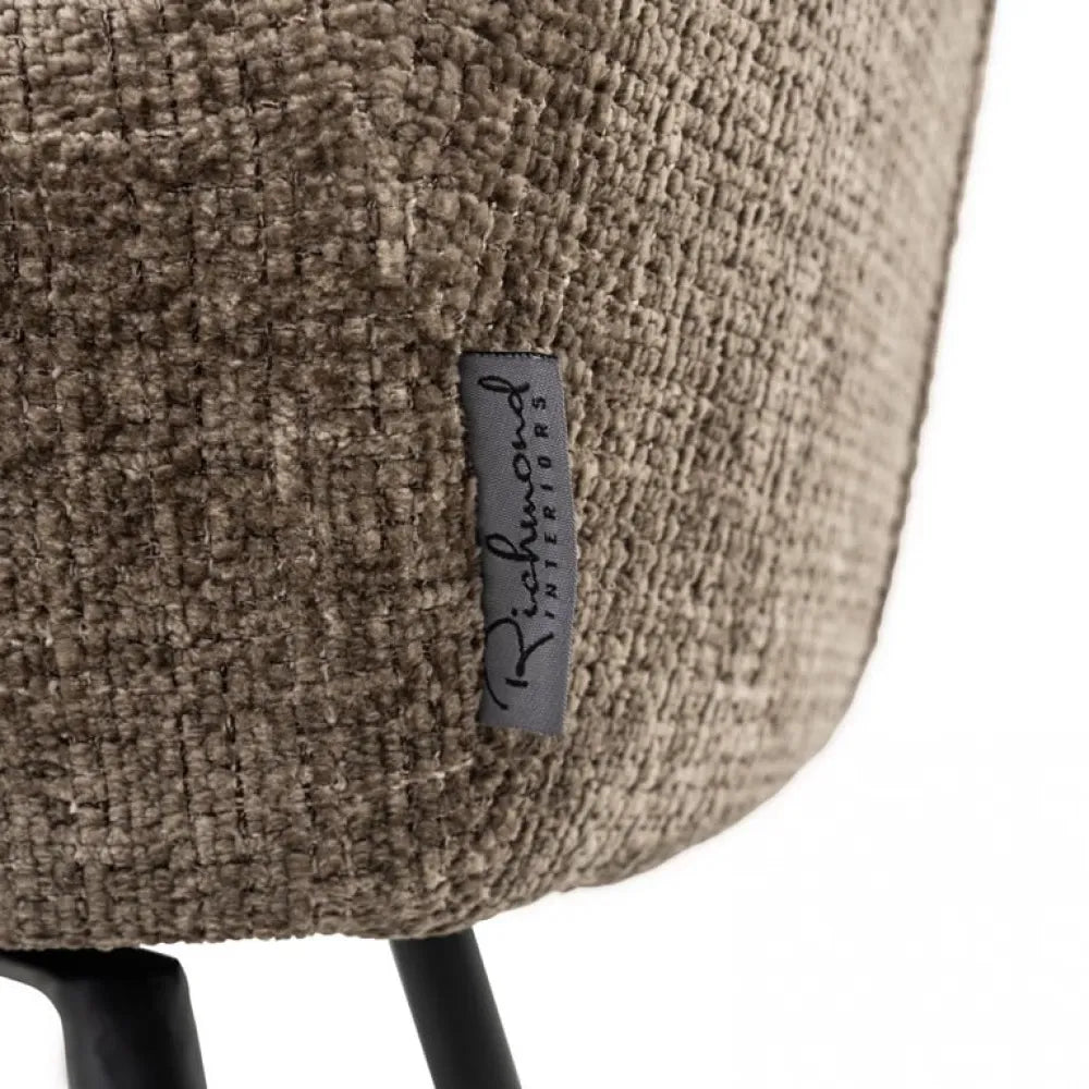 Scaun de insula tapitat cu Chenille Maro cu picioare din Metal Negru H91xL54xA53cm Linsey Richmond Interiors