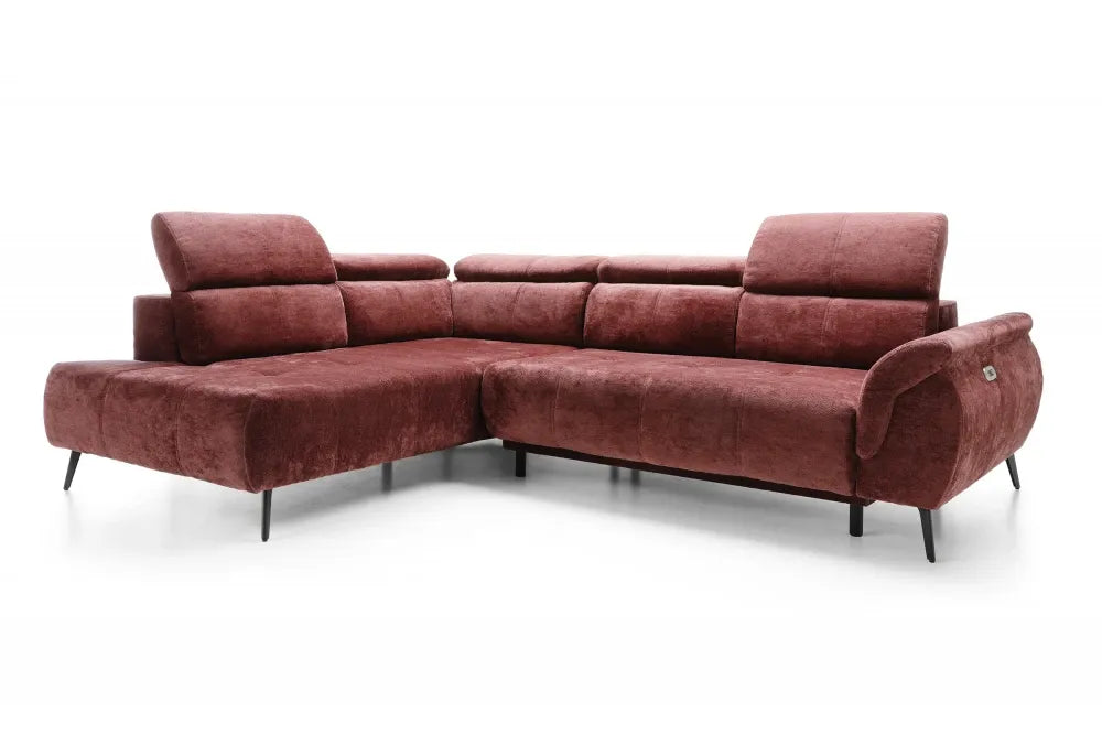 Coltar extensibil electric tapitat cu Chenille Aphrodite Rosu cu lada depozitare Genova II