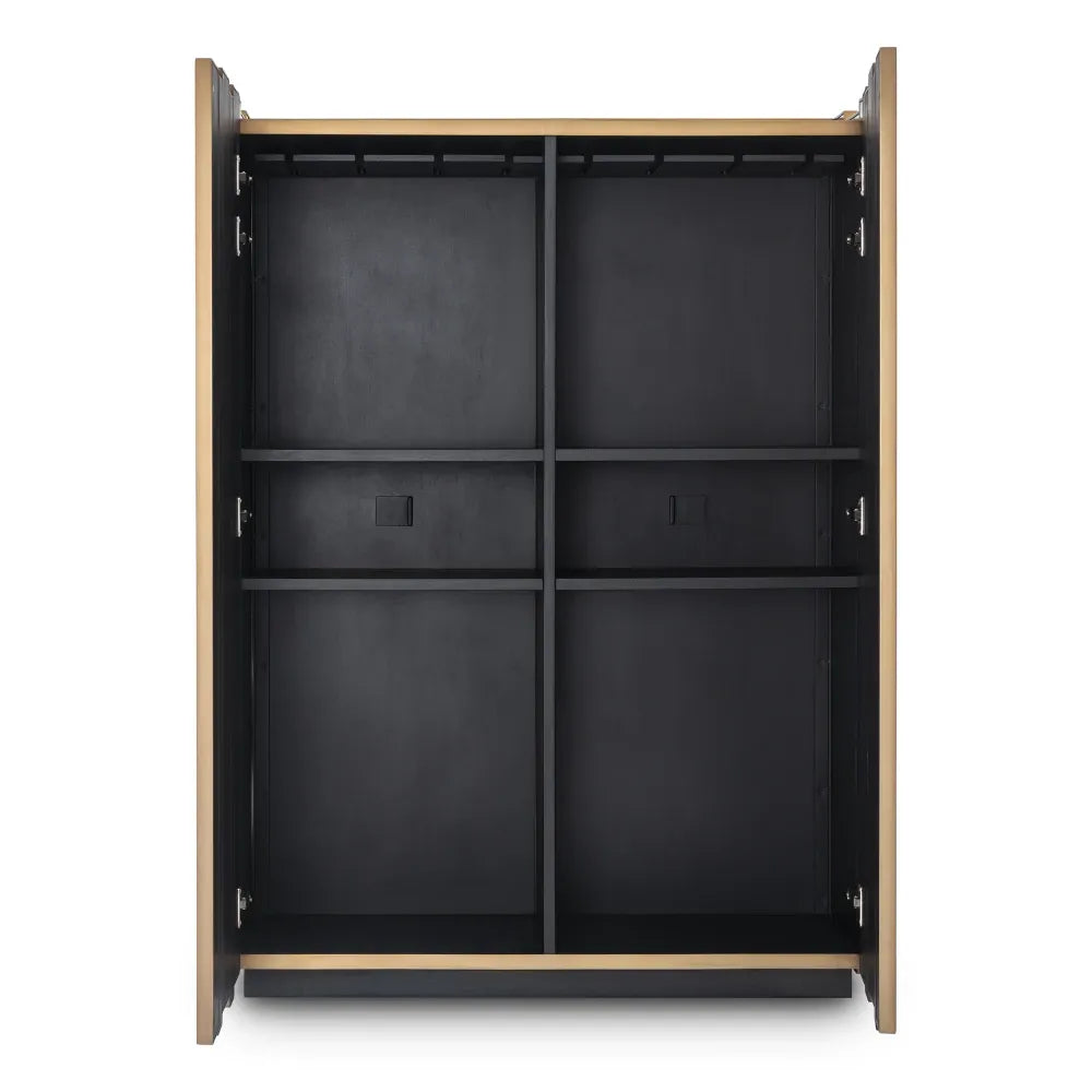 Dulap bar din Oglinda antichizata/MDF/Funir de stejar L110xH150cm Nottingham Eichholtz