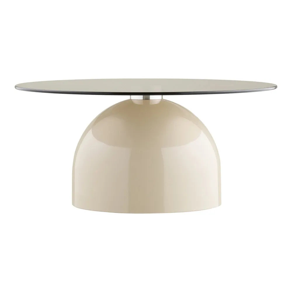 Masuta de cafea din Metal Bej si Sticla securizata Gri D70xH33cm Ravello