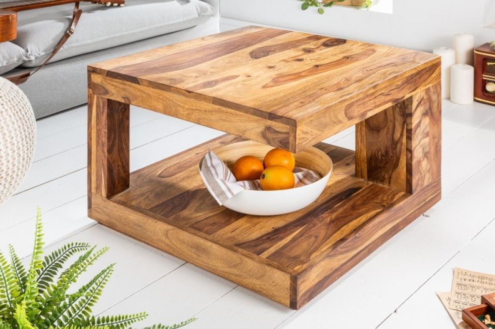 Masuta de cafea patrata din lemn masiv Maro L60xH40cm Giant