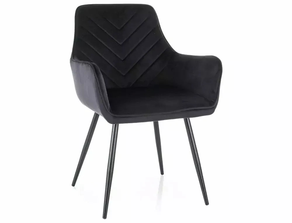 Scaun tapitat cu Catifea Negru cu picioare din Metal Negru H85xL57xA47cm Fig