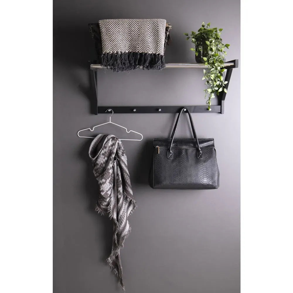 Cuier de perete din Lemn/Metal Negru/Argintiu L32xH34cm Padova