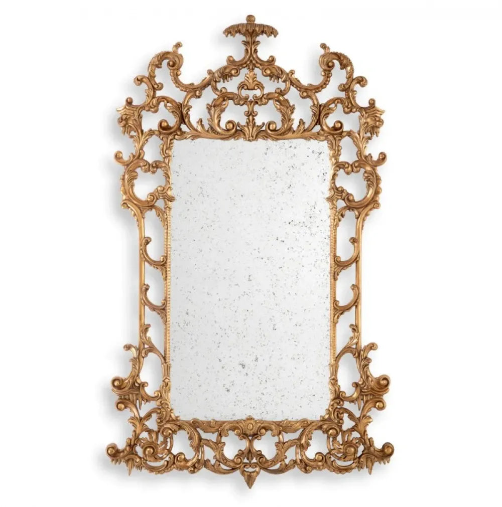 Oglinda cu rama din Lemn/Metal Auriu L91xH160cm Rococo Eichholtz