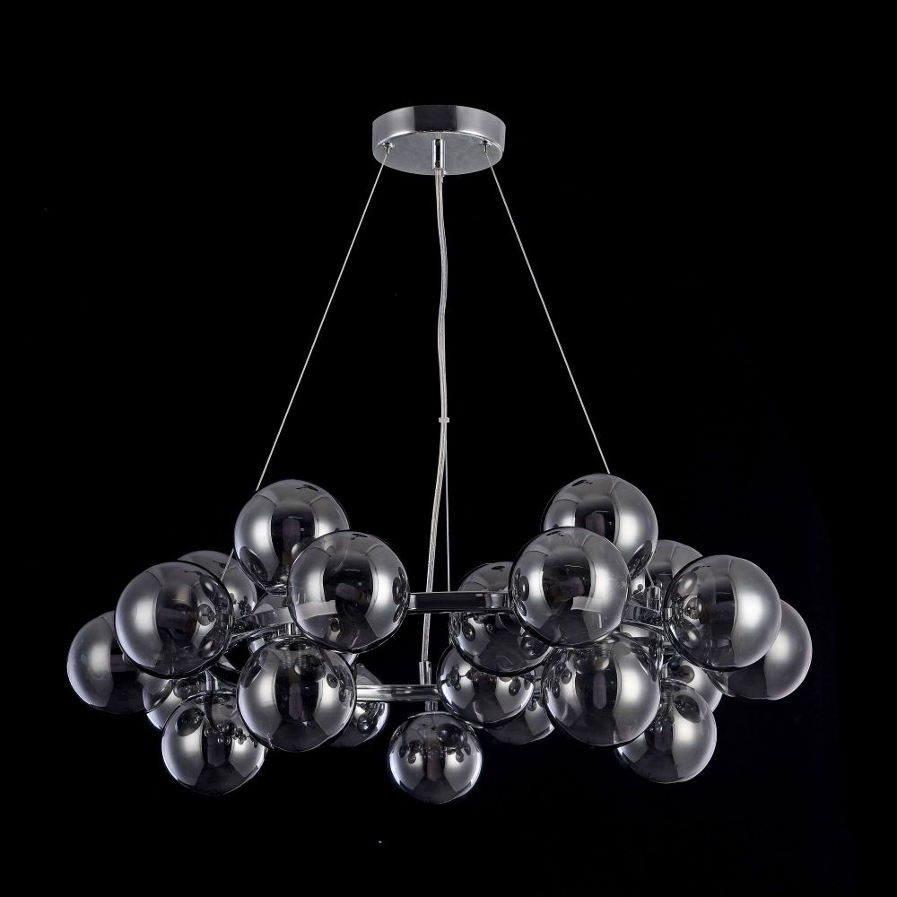 Lustra rotunda cu inaltime reglabila din Sticla Negru cu 25 becuri D69xH136cm Dallas