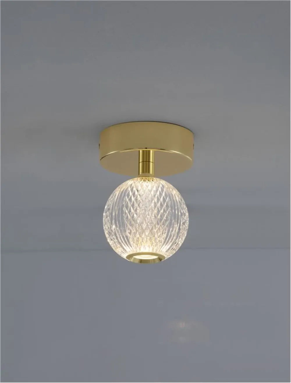 Plafoniera structura din Aluminiu Auriu si abajur din Acrilic Transparent H16xL12cm IP20 6W 246lm 3200k BRILLANTE