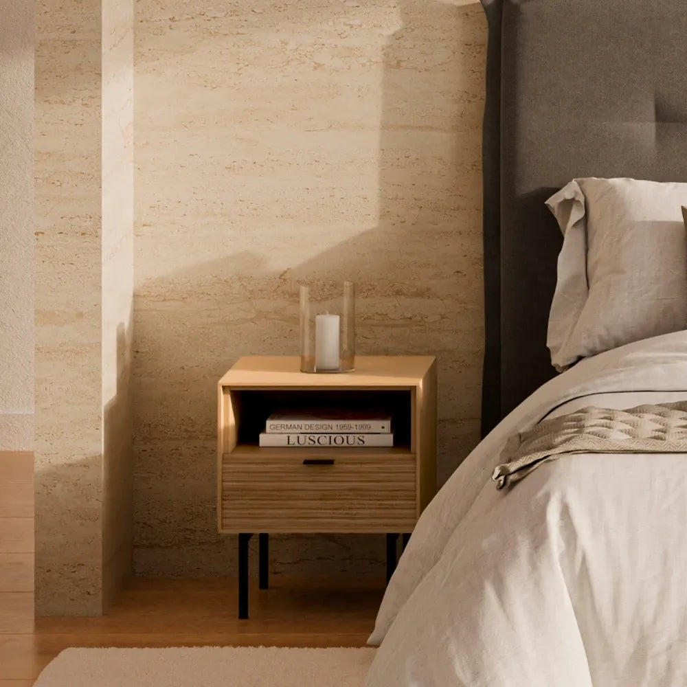 Noptiera cu sertar Tulsa de culoare natural L40xH49cm