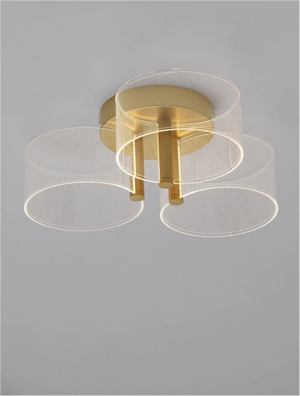 Plafoniera structura din Metal Auriu si abajur din Acrilic Transparent H15.2xL44cm IP20 20W 950lm 3000k GATLIN