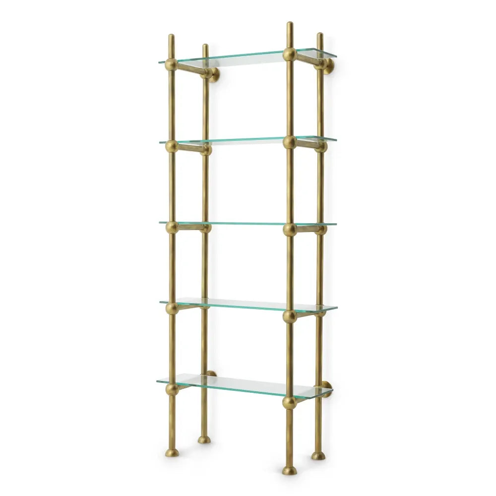 Etajera din Sticla Transparent si Metal Alama L49xH240cm Monforte Eichholtz