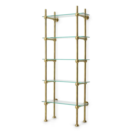 Etajera din Sticla Transparent si Metal Alama L49xH240cm Monforte Eichholtz