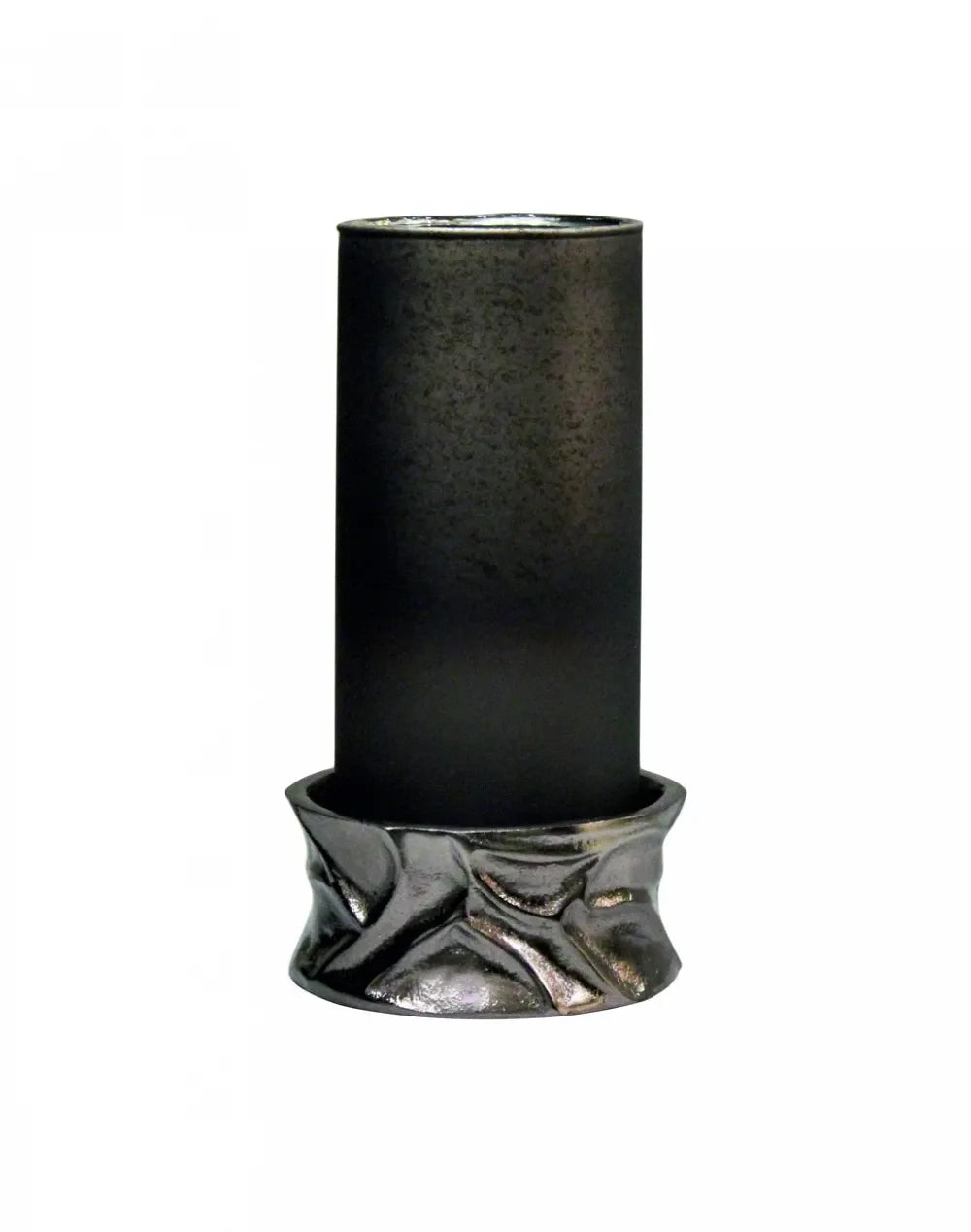 Suport lumanare din Aluminiu/Sticla Fumuriu D13xH26cm Candace Richmond Interiors