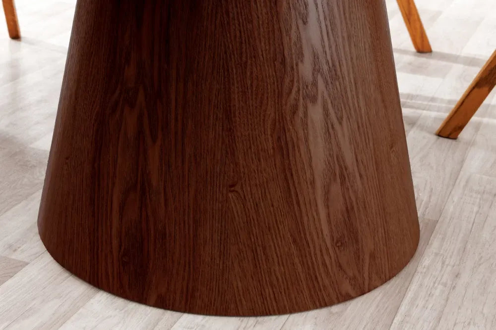 Masa din Ceramica Alb cu efect de marmura si Furnir de nuc Maro inchis L120xH75cm Unique