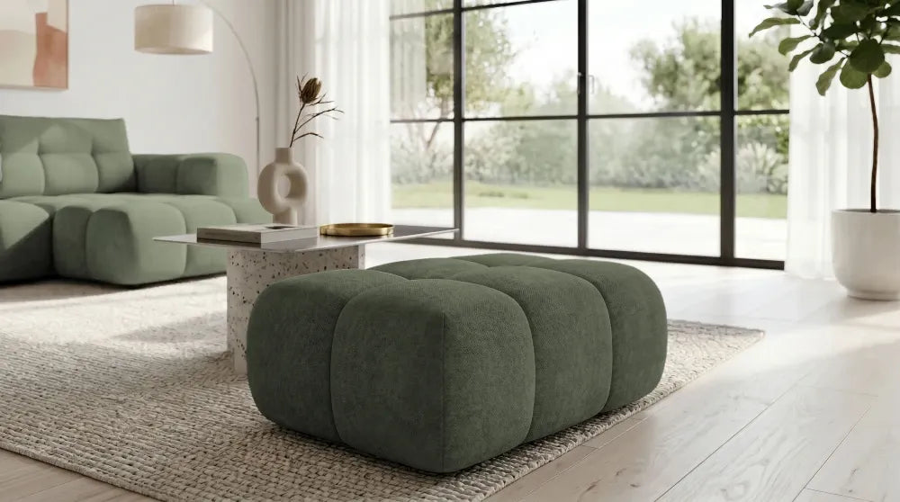Taburet tapitat cu material pet friendly Alias verde L71x100cm