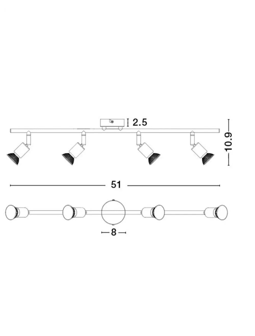 Plafoniera din Metal Argintiu H10.9xL51cm IP20 BASE