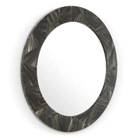 Oglinda cu rama din MDF/Paie Gri carbune D120cm Cassara Eichholtz