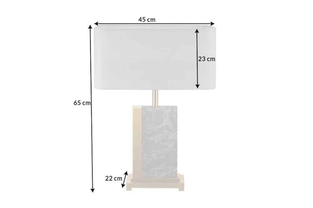 Veioza din Metal/Marmura Auriu/Gri si Textil Gri L45xH65cm ELEGANCIA
