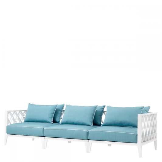 Canapea de exterior din Metal Alb si Stofa Albastru H69xL275.5cm Ocean Club Eichholtz