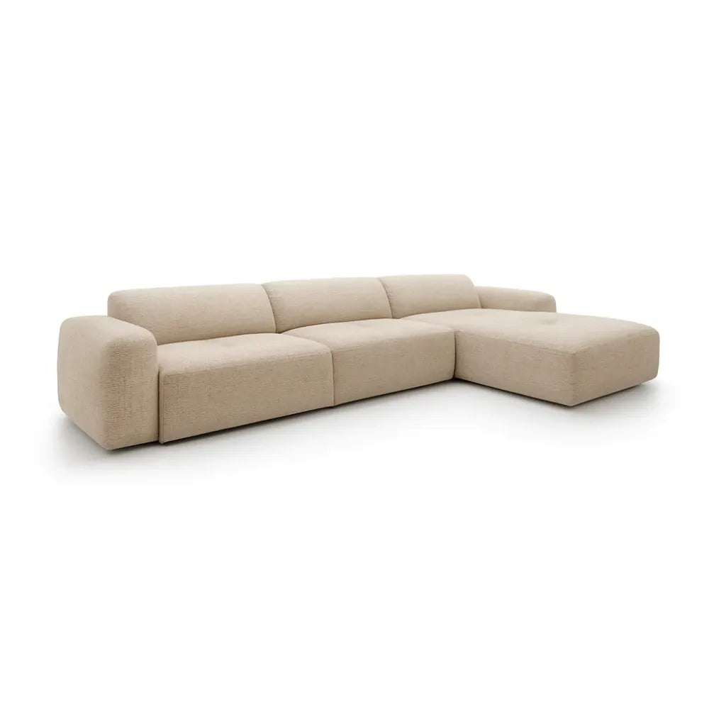 Coltar Loran fix in forma de L din catifea Vogue bej L364×180×H65 cm