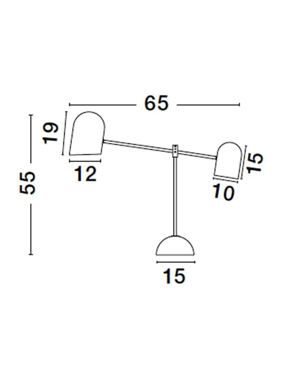 Veioza structura din Marmura Alb si abajur din Metal Negru/Auriu H55xL65cm IP20 NELA