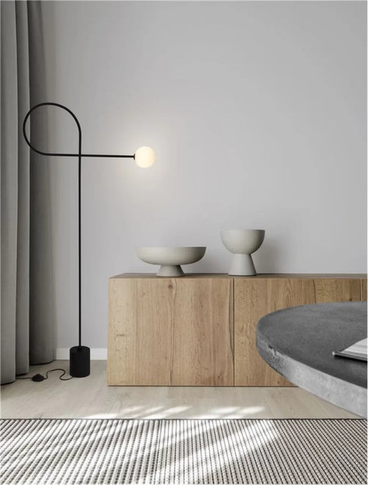 Lampa de podea structura din Aluminiu Negru si abajur din Sticla Alb H150xL10cm IP20 DEDALO