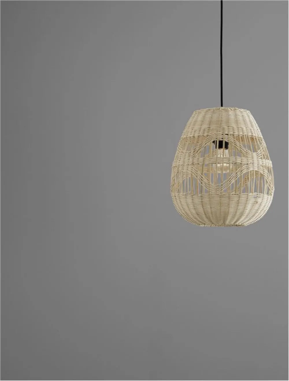 Pendul structura din Metal Negru si abajur din Ratan Bej H185xL30cm IP20 MARLO