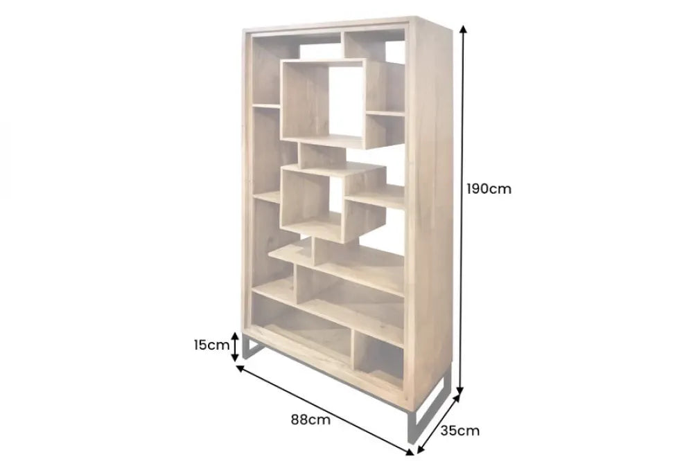 Etajera din Lemn de salcam Maro si Metal Negru L88xH190cm CUBUS