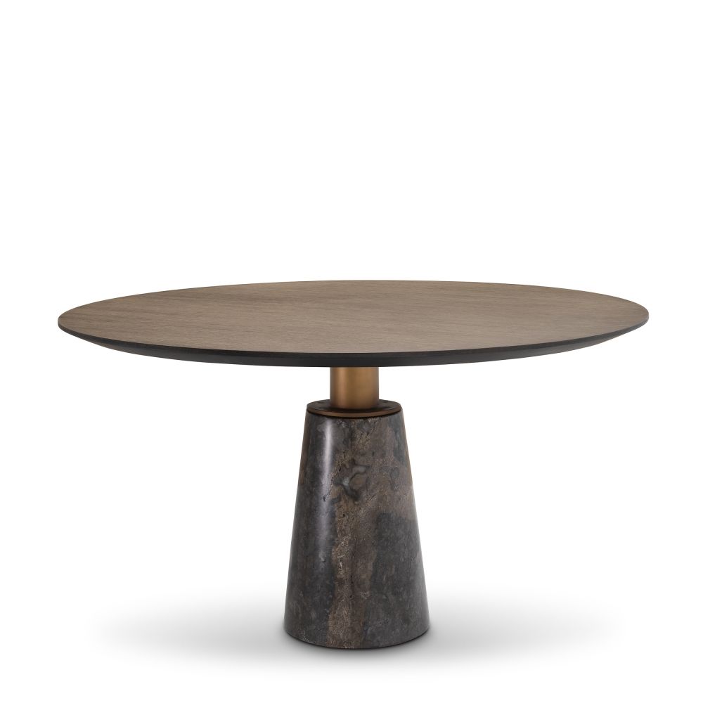 Masa Rotunda Genova Eichholtz din Furnir de stejar si Marmura Maro/Maro de 4 persoane D120xH77cm