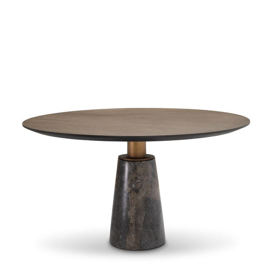 Masa Rotunda Genova Eichholtz din Furnir de stejar si Marmura Maro/Maro de 4 persoane D120xH77cm