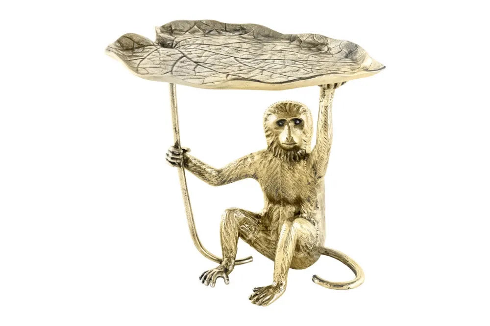 Masuta laterala din Metal Auriu L55xH55cm Wildlife monkey