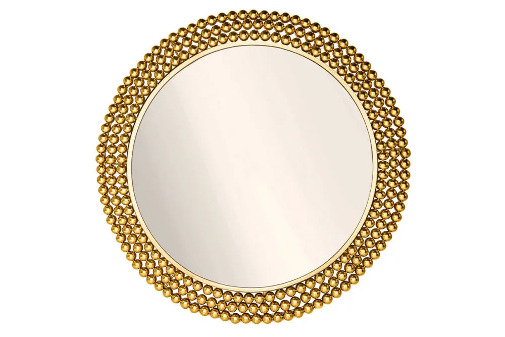 Oglinda cu rama din Metal Auriu D76cm Pearls