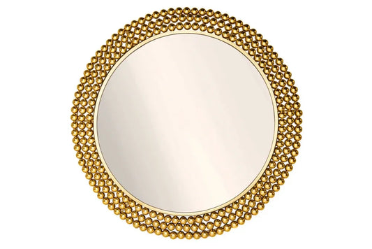 Oglinda cu rama din Metal Auriu D76cm Pearls
