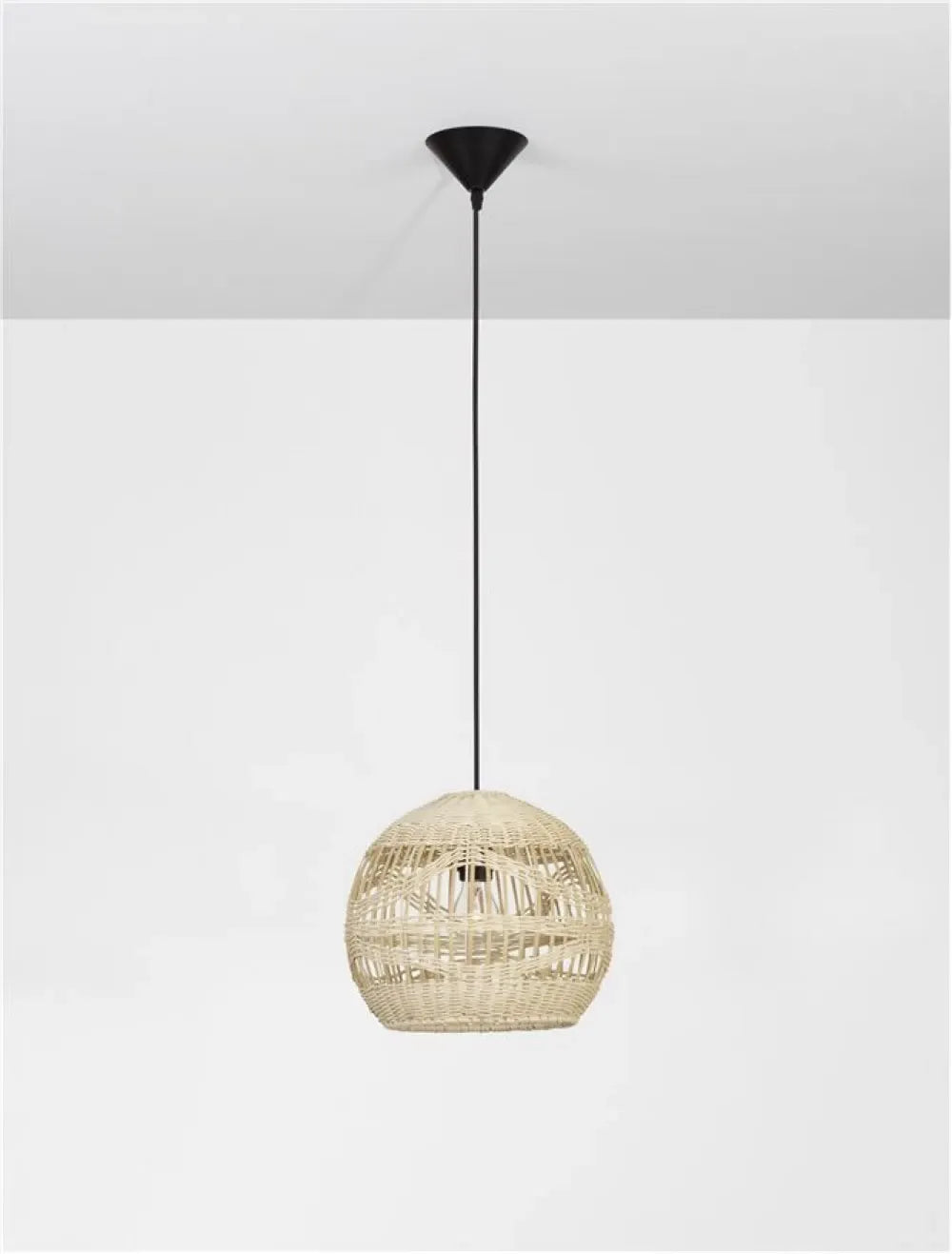 Pendul structura din Metal Negru si abajur din Ratan Bej H195xL30cm IP20 MARLO