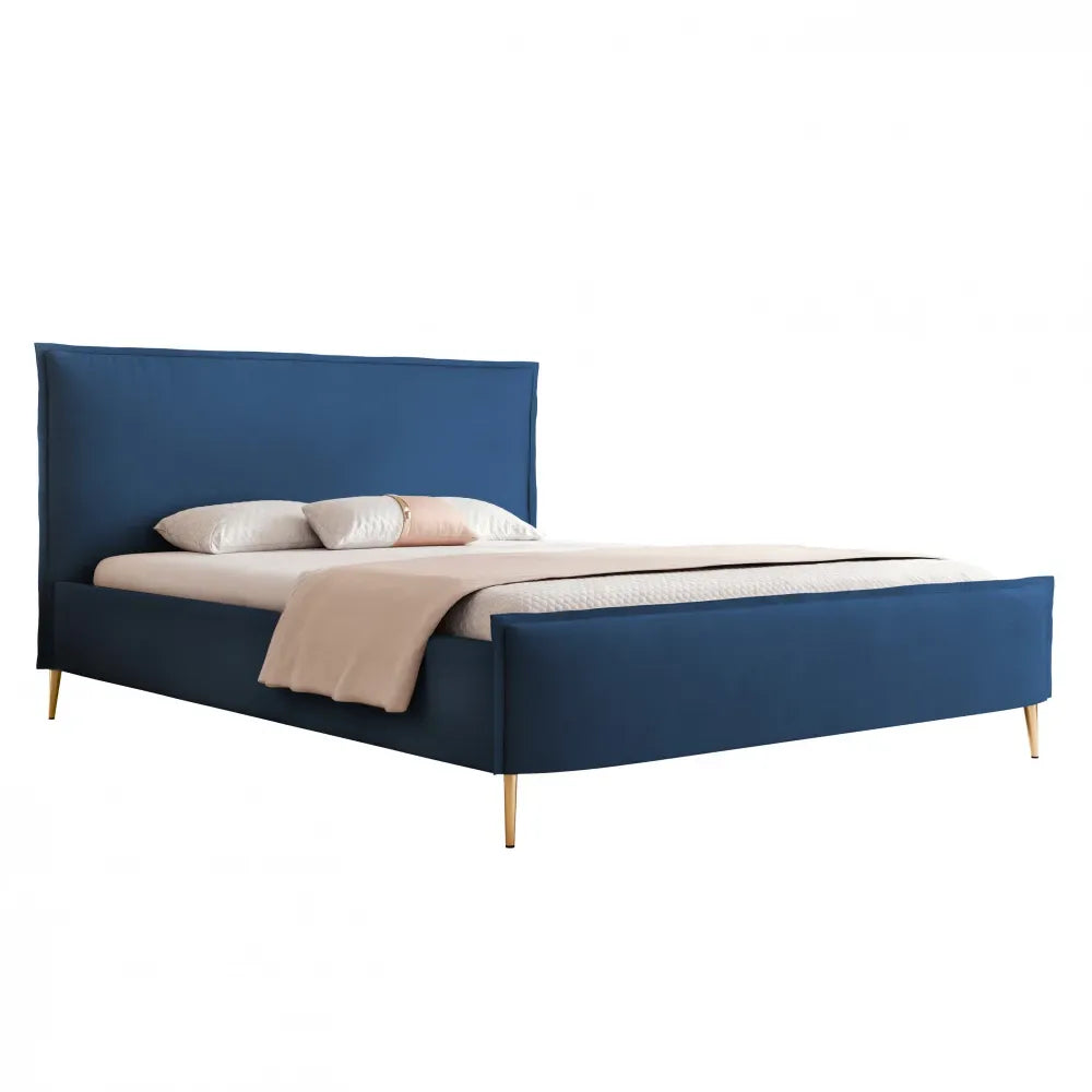 Pat 140 x 200 tapitat cu Catifea Dream velvet Albastru Talo
