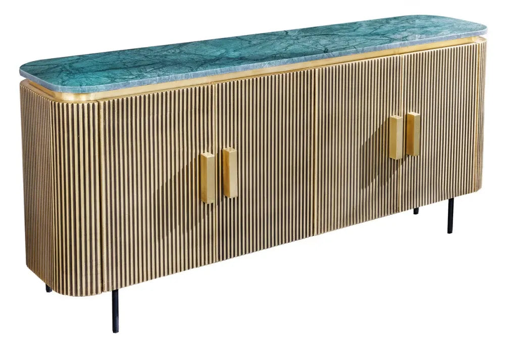 Comoda din Marmura Verde si Lemn de mango placat cu metal Alama L160xH79cm VENEZIANO