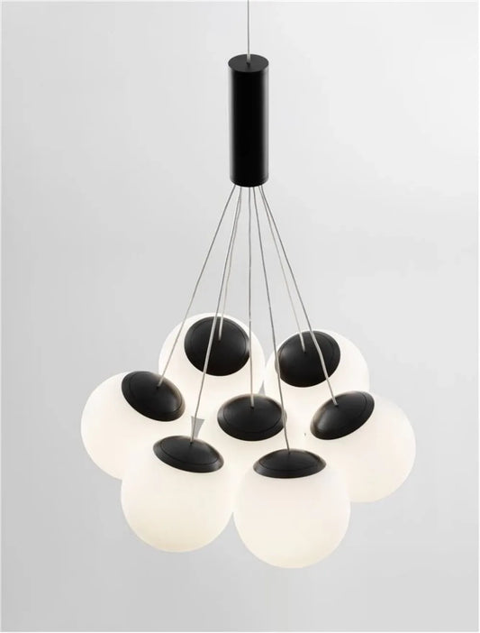 Lustra structura din Aluminiu Negru si abajur din Sticla Alb H150xL36cm IP20 49W 2240lm 3000k NUVOLE