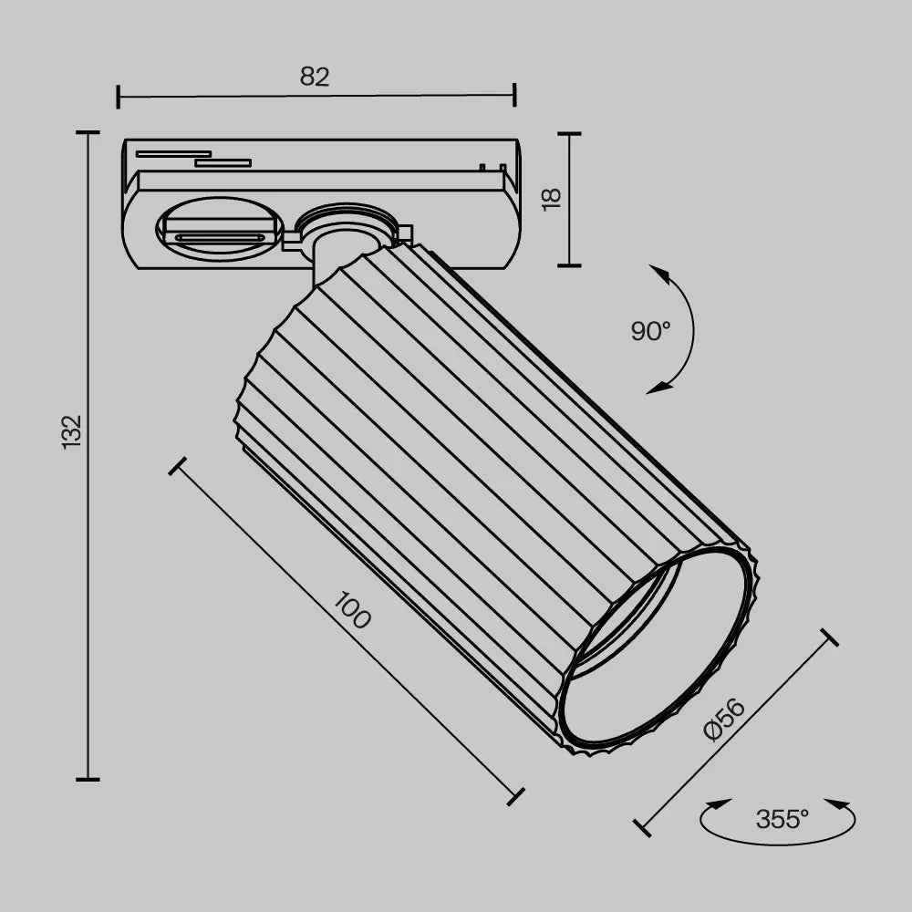 Spot pentru sina Unity din Aluminiu Alb H13.2xL10cm Calipso