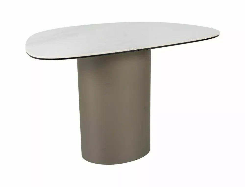 Masuta de cafea din Metal Cupru si Sticla securizata+Ceramica Alb lucios cu efect de marmura L75xH50cm Bello