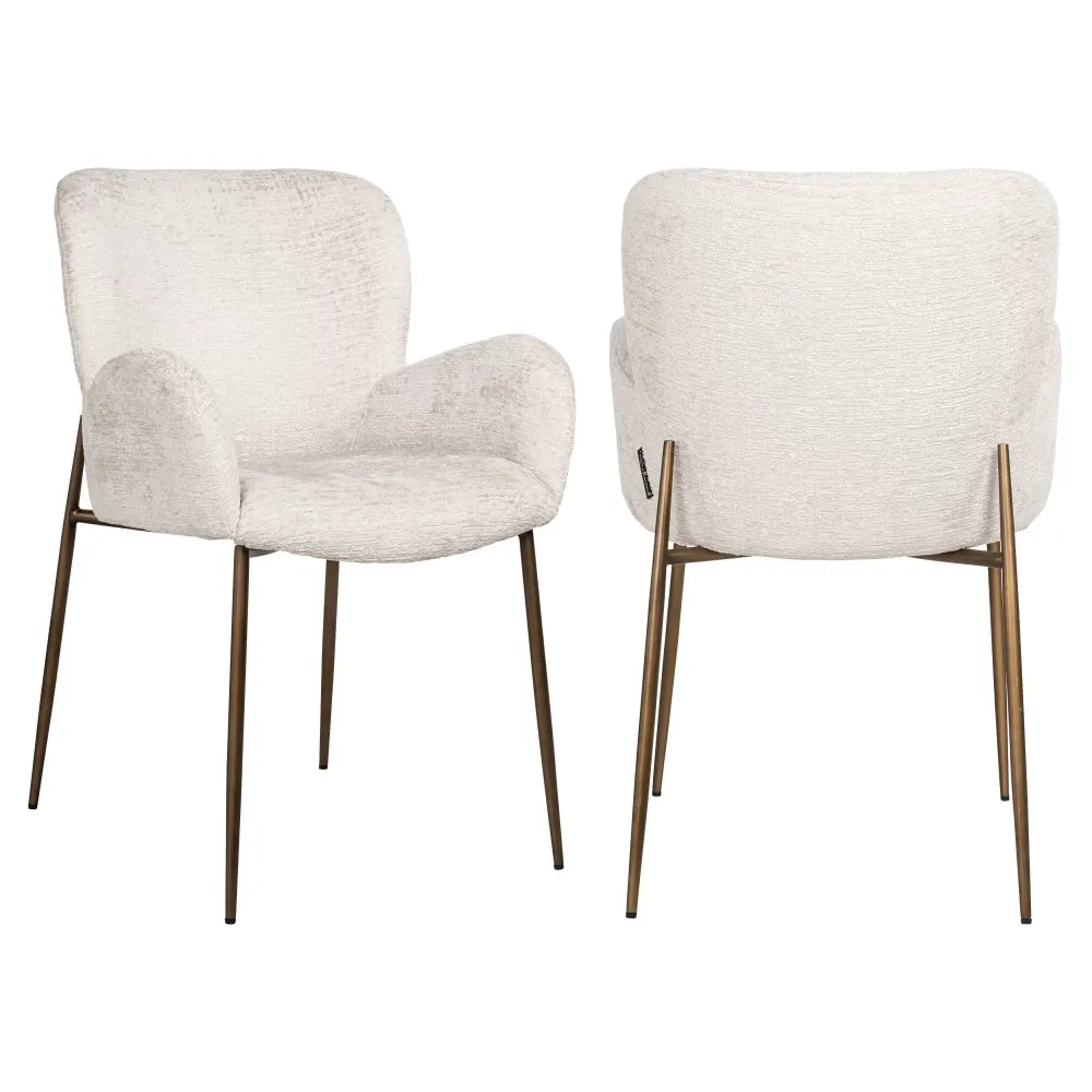 Scaun tapitat cu Stofa fusion Crem cu picioare din Metal Auriu H85xL57xA63cm Amber Richmond Interiors