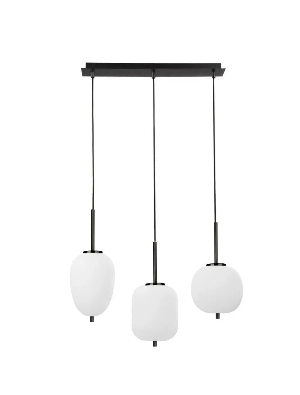 Lustra structura din Metal Negru si abajur din Sticla Alb H120xL53cm IP20 LATO