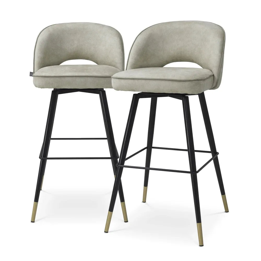 Set 2 scaune de bar tapitat cu Stofa Gri L51xA52xH103cm Cliff Eichholtz
