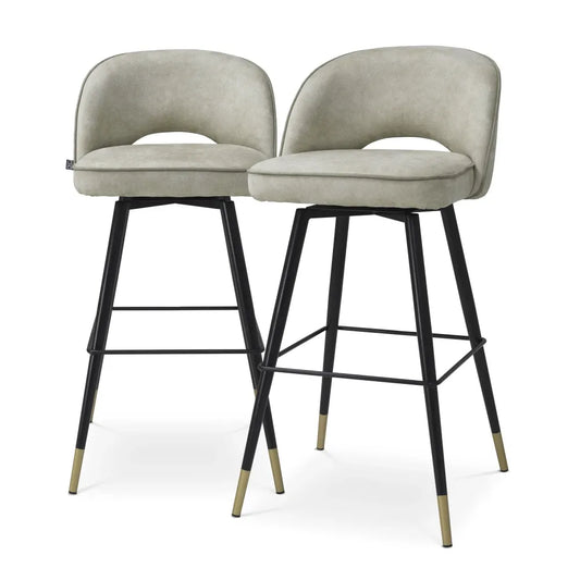 Set 2 scaune de bar tapitat cu Stofa Gri L51xA52xH103cm Cliff Eichholtz