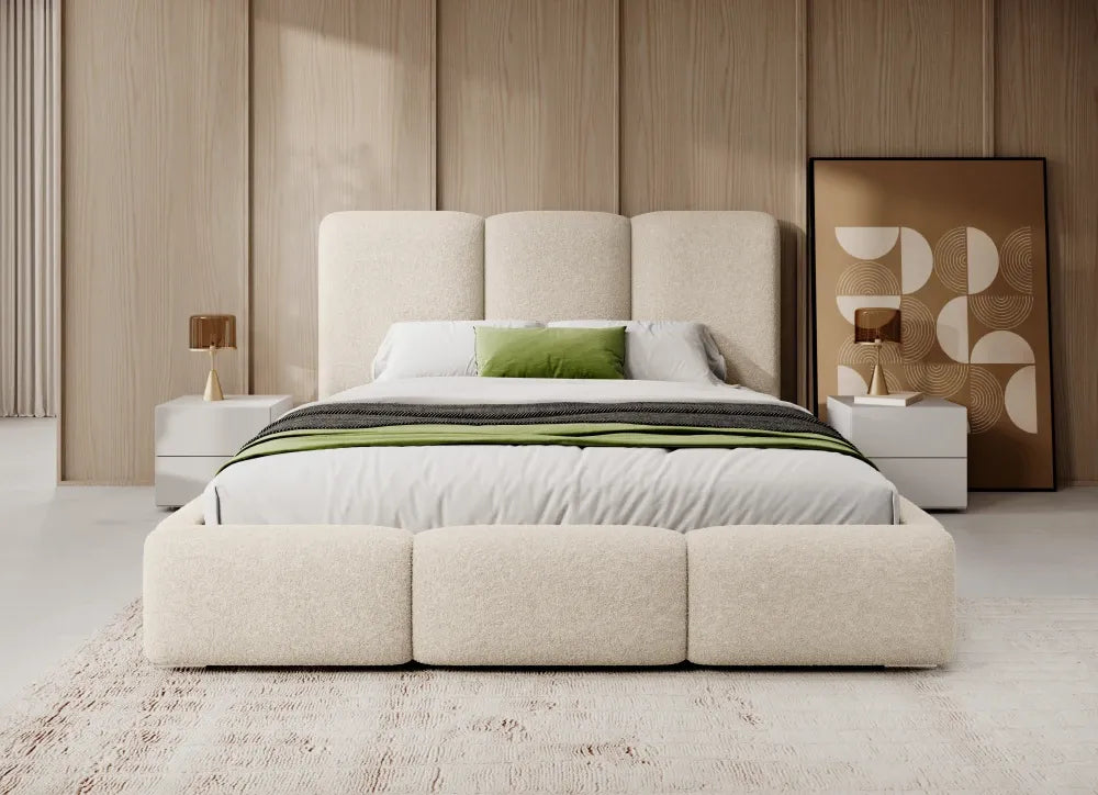 Pat 140 x 200 tapitat cu Stofa boucle Now or never Crem Kairo