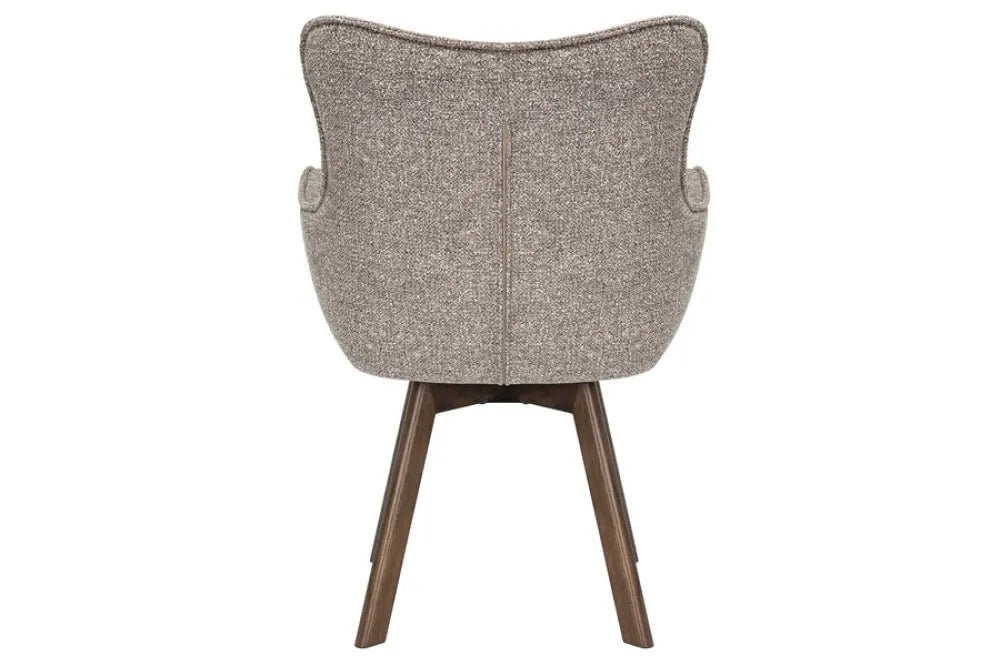 Set 2 scaune rotative tapitat cu Stofa Gri taupe si picioare din Lemn de stejar Maro H94xL58xA64cm THOR