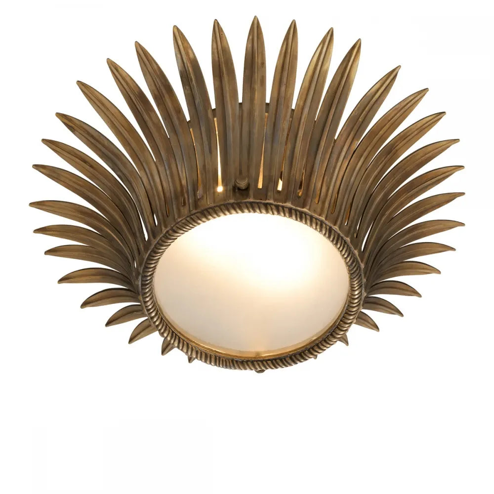Plafoniera din Metal Alama si Sticla Alb H16.5xD43cm Nuvole Eichholtz