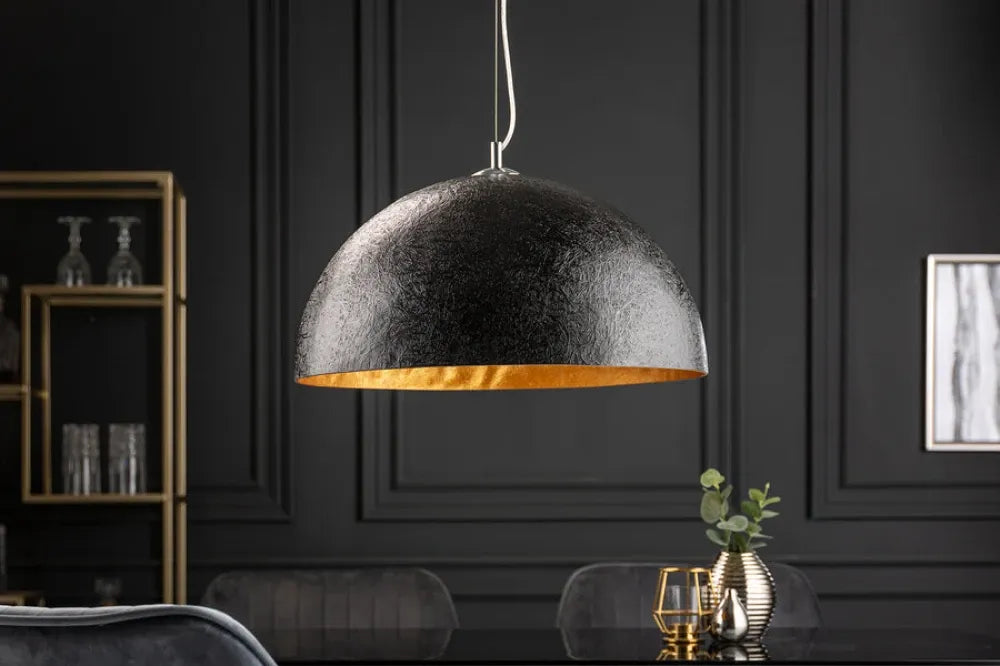 Pendul din Metal Argintiu si Fibra de sticla Negru/Auriu D50xH120cm Glow