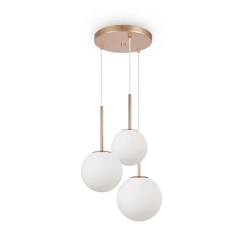 Lustra din Metal si Sticla Auriu/Alb H180xD40cm 40W Basic form
