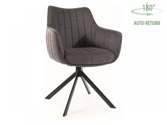 Scaun tapitat cu Stofa Gri inchis cu picioare din Metal Negru H86xL61xA44cm Azalia