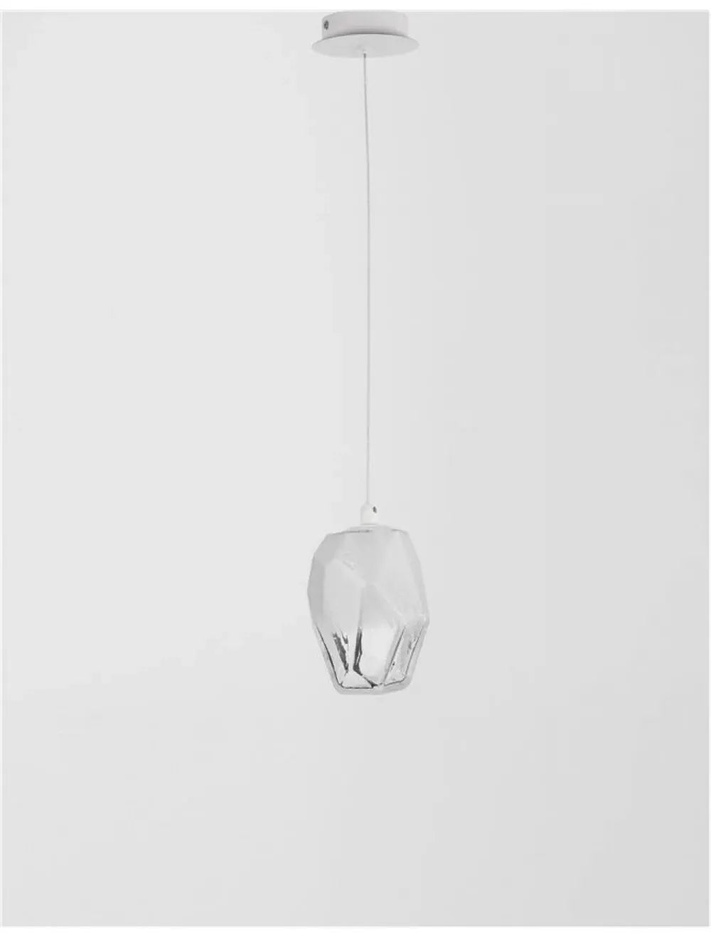 Pendul structura din Metal Alb si abajur din Sticla Alb H180xL12cm IP20 ICE